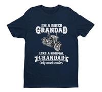 Like A Normal Grandad Only Cooler - Biker - Funny Graphic Men's T-Shirt - Casual Printed Tee - Great Gift for Dad, Husband or Brother - Blue - XL