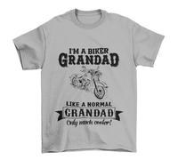 Like A Normal Grandad Only Cooler - Biker - Funny Graphic Men's T-Shirt - Casual Printed Tee - Great Gift for Dad, Husband or Brother - Silver - M