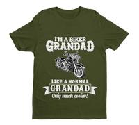 Like A Normal Grandad Only Cooler - Biker - Funny Graphic Men's T-Shirt - Casual Printed Tee - Great Gift for Dad, Husband or Brother - Green - XL