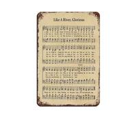 Like A River Glorious Hymn Sheet Music Hymn Sheet Retro Poster Metal Tin Sign Chic Art Retro Iron Painting Bar People Cave Cafe Family Garage Poster Wall Decoration 8x12inch(20x30cm)