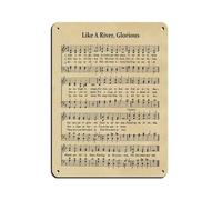 Like A River Glorious Hymn Sheet Music Hymn Sheet Tin Sign Vintage Metal Pub Club Cafe Bar Home Wall Art Decoration Poster Retro 12x16inch(30x40cm)