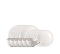 Like. by Villeroy & Boch - Essential Coffee Set, 18 Pieces, White, Dishwasher-Safe & Microwave-Safe, Clear Shapes for Stylish Coffee Moments, Premium Porcelain