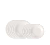 Like. by Villeroy & Boch - Essential Plate Set, 12 Pieces, White, Dishwasher-Safe & Microwave-Safe, Clear Shape for a Variety of Dishes, Premium Porcelain