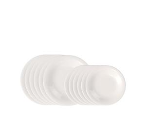 Like. by Villeroy & Boch - Essential Plate Set, 12 Pieces, White, Dishwasher-Safe & Microwave-Safe, Clear Shape for a Variety of Dishes, Premium Porcelain