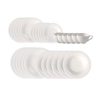 Like. by Villeroy & Boch - Essential Starter Set, 30 Pieces, White, Dishwasher-Safe & Microwave-Safe, Complete Set for a Variety of Table Settings, Premium Porcelain