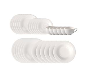 Like. by Villeroy & Boch - Essential Starter Set, 30 Pieces, White, Dishwasher-Safe & Microwave-Safe, Complete Set for a Variety of Table Settings, Premium Porcelain