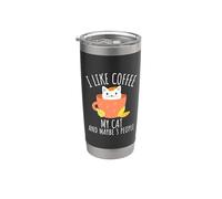 Like Coffee My Cat and Maybe 3 People Cute Cat Fall Stainless Steel Insulated Tumbler