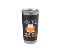 Like Coffee My Cat and Maybe 3 People Cute Cat Fall Stainless Steel Insulated Tumbler