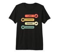 Like, Comment, Share, Subscribe - Livestream Video Blogging Premium T-Shirt