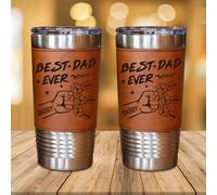 Like Father Like Daughter Tumbler Coffee Mug, Personalized Engraved Fathers Day Dad Leather Tumbler 20oz, Custom Name Daddy and Daughter Tumblers Mug Gifts for Dad Birthday Fathers Day (style03)
