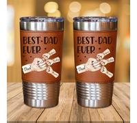 Like Father Like Daughter Tumbler Coffee Mug, Personalized Engraved Fathers Day Dad Leather Tumbler 20oz, Custom Name Daddy and Daughter Tumblers Mug Gifts for Dad Birthday Fathers Day (style04)