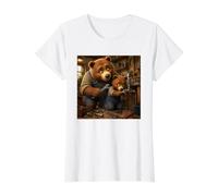Like Father Like Son Bear Plumber Dad Value Graphic T-Shirt, Women, White, L
