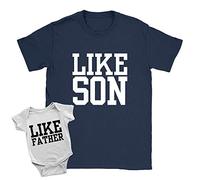 Like Father + Like Son Duo Babygrow and T-Shirt 18-24m Babygrow | Small T-Shirt White + Navy New Baby Arrive Father Gift Xmas