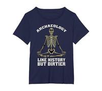 Like History but Dirtier Skeleton dig T-Shirt, Women's Plus, Navy Blue, 2X