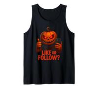 Like or Follow Funny Evil Pumpkin Influencer Halloween Tank Top