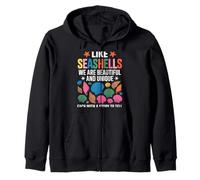 Like Seashells We Are Beautiful Summer Shell Collecting Zip Hoodie