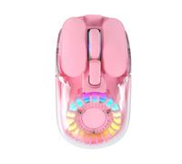 LIKE SHOW Bluetooth Mouse, Wireless Mouse with USB Nano Receiver, Tri-Mode (BT5.1+ BT5.1 + 2.4GHz), Quiet Wireless Mouse, Rechargeable, Transparent Cover, RGB Mice for Laptop, PC, iPad, Mac, Pink