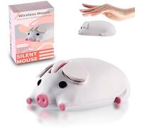LIKE SHOW Dual-Mode Wireless Bluetooth Mouse - Cute Pig Design, Quiet for Office and Travel, Compatible with PC & Laptop, Ideal for Animal Lovers (White)