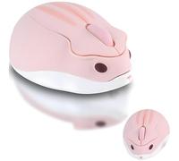 LIKE SHOW Wireless Cute Hamster Shaped Mouse - 1200 DPI, Quiet, Portable USB, Cordless Design for PC, Laptop, MacBook for Kids and Girls (Pink)