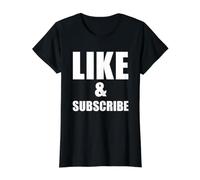 Like & Subscribe Internet Meme Video Vlogger Social Media Value Graphic T-Shirt, Women, Black, S