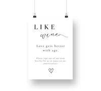 Like Wine, Love Gets Better With Age - Wedding Sign, Sign A Bottle, A5 Wedding Note, Small Wedding Sign, Wedding Keepsake, Modern Guestbook