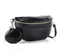 LIKEBAG Crossbody Bags for Women Fashion Sling Purse Shoulder Bag Fanny Pack Leather Causal Chest Bum Bag Cross Body Purse, Black, 10.7 inches (L) x 3.2 inches (W) x 7 inches (H)