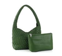 LIKEBAG Woven Handbag for Woman Vegan Leather Shoulder bag and Purse Small Fashion Shopper Totes Ladies Underarm Bags, Green