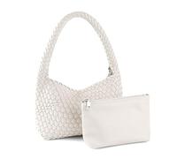 LIKEBAG Woven Handbag for Woman Vegan Leather Shoulder bag and Purse Small Fashion Shopper Totes Ladies Underarm Bags, White