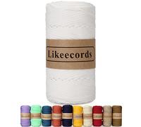 Likeecords 4mm Polyester Braided Macrame Cord 140YardS /426Feet,Elastic Yarn for Crocheting Bag Cord for DIY Crafts,Plant Hangers, Bag, and Home Decorations (snow white)