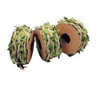 Likeggoad 3 Rolls Burlap Leaf Ribbon,16.4 Ft Rope Hemp Green Leaf Ribbon Jute Burlap Twine Vine with Green Leaves for DIY Craft Gift Wrapping Wedding