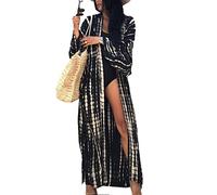 LikeJump Women's Long Floral Kimono Dressing Gown Beach Bikini Cover-Ups Maxi Dress Plus Size Summer Robe Green
