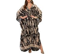 LikeJump Women's Long Floral Kimono Dressing Gown Beach Bikini Cover-Ups Maxi Dress Plus Size Summer Robe Green