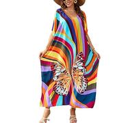 LikeJump Women's Summer Cotton Beach Dress Kimono Kaftan Pareos Bikini Cover Up Robes