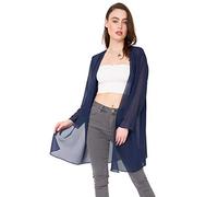 likemary Long Sheer Cardigans for Women UK - Elegant Chiffon Kimono Cover Ups - Ladies Lightweight Duster Jackets Open Front - Blue M/L