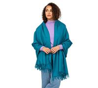 likemary Pashmina Shawls and Wraps for Women - Merino Wool Scarf & Travel Blanket - Warm, Lightweight Winter Wrap - Handmade Scarf Gifts for Women - Peacock Blue 40 x 80