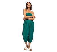 likemary Petite Harem Pants Women Jumpsuits UK - Baggy Elasticated Waist Trousers Convert into a Comfy Cotton Straples Romper - Emerald R
