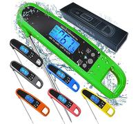 LIKEPAI Instant Read Meat Thermometer for Kitchen Cooking, Ultra Fast Precise Waterproof Digital Food Thermometer with Backlight, Magnet and Foldable Probe for Deep Fry, Outdoor BBQ, Grill(Green)