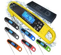 LIKEPAI Instant Read Meat Thermometer for Kitchen Cooking, Ultra Fast Precise Waterproof Digital Food Thermometer with Backlight, Magnet and Foldable Probe for Deep Fry, Outdoor BBQ, Grill(Yellow)