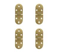 LIKERAINY 180 Degree Brass Flip Hinges Round Edge with Screws for Folding Table Cabinet Wardrobe Doors Timber Wooden Box Anti Rust Durable Copper Polishing Pack of 4