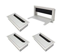 LIKERAINY Cable Bushing Desk Table Grommets 80x 160mm Cable Outlet Tidy Cover Insert Square Cube Wire Organiser Aluminum Anodised Silver Pack of 4