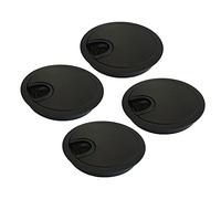 LIKERAINY Cable Bushing Desk Table Grommets Round Ø80mm Cable Outlet Tidy Cover Insert Wire Organiser in Metal Anodised Black Pack of 4