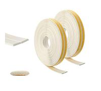 LIKERAINY Door Window Draft Excluder Tape Self-Adhesive EPDM Draught Excluder Strip Foam Seal Soundproofing Rubber Weatherstrip I-Type White (2 Rolls Total 33 Meters)