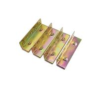 LIKERAINY Furniture Connector Bed Hinge Rail Brackets Suspension Connecting Fittings Joiner Hooks Fastener for Bed Frame Metal Yellow Chromed 4 Sets