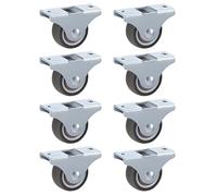 LIKERAINY Silent TPR Castors Ø 38 x 17 mm with Plate Fixing Rubber Wheels without Brake Replacement for Mobile Furniture Chest Caster Wheels Loading Capability 80kg Pack of 8 pcs