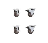 LIKERAINY Silent TPR Swivel Castors Ø 25 x 13 mm with Plate Fixing Rubber Wheels with Brake Replacement for Mobile Furniture Chest Caster Wheels Loading Capability 40kg Pack of 4 pcs