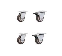 LIKERAINY Small Silent TPR Swivel Castors Ø 25 x 13 mm with Plate Fixing Rubber Wheels with Brake Replacement for Mobile Furniture Chest Caster Wheels Loading Capability 40kg Pack of 4 pcs