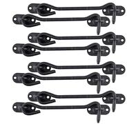 LIKERAINY Stainless Steel Cabin Hook 150 mm Gate Latch Door Lock for Sliding Barn Door Cabinet Window Shed Garden Fence Doors Black Pack of 8 pcs