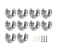 LIKERAINY Stainless Steel Wardrobe Closet Pole Sockets Heavy Duty Shower Curtain Rod End Supports Flange Rod Holder with Screws U Shaped Size of 32mm Pack of 10