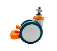 LIKERAINY Swivel 12mm Bolt Threaded Fixing Twin Caster PU Wheels LR1884A with Brake 360 Degree General Purpose Castors Size Ø75mm Pack of 1 Piece