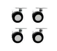 LIKERAINY Swivel Plate Fixing Twin Caster Nylon Wheels FC4712A with Brake 360 Degree General Purpose Castors Size Ø 50mm Pack of 4 Pieces